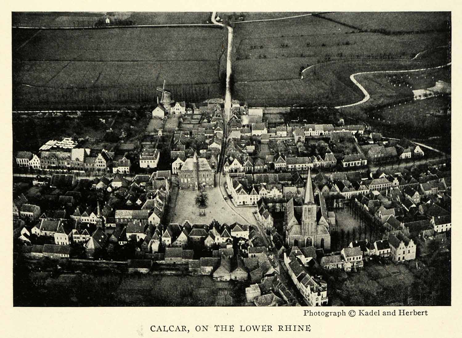1925 Print Cityscape Calcar Germany Lower Rhine Windmill Landscape NGM2
