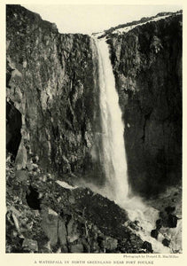 1925 Print Waterfall North Greenland Port Foulke River Cliff Landscape NGM2