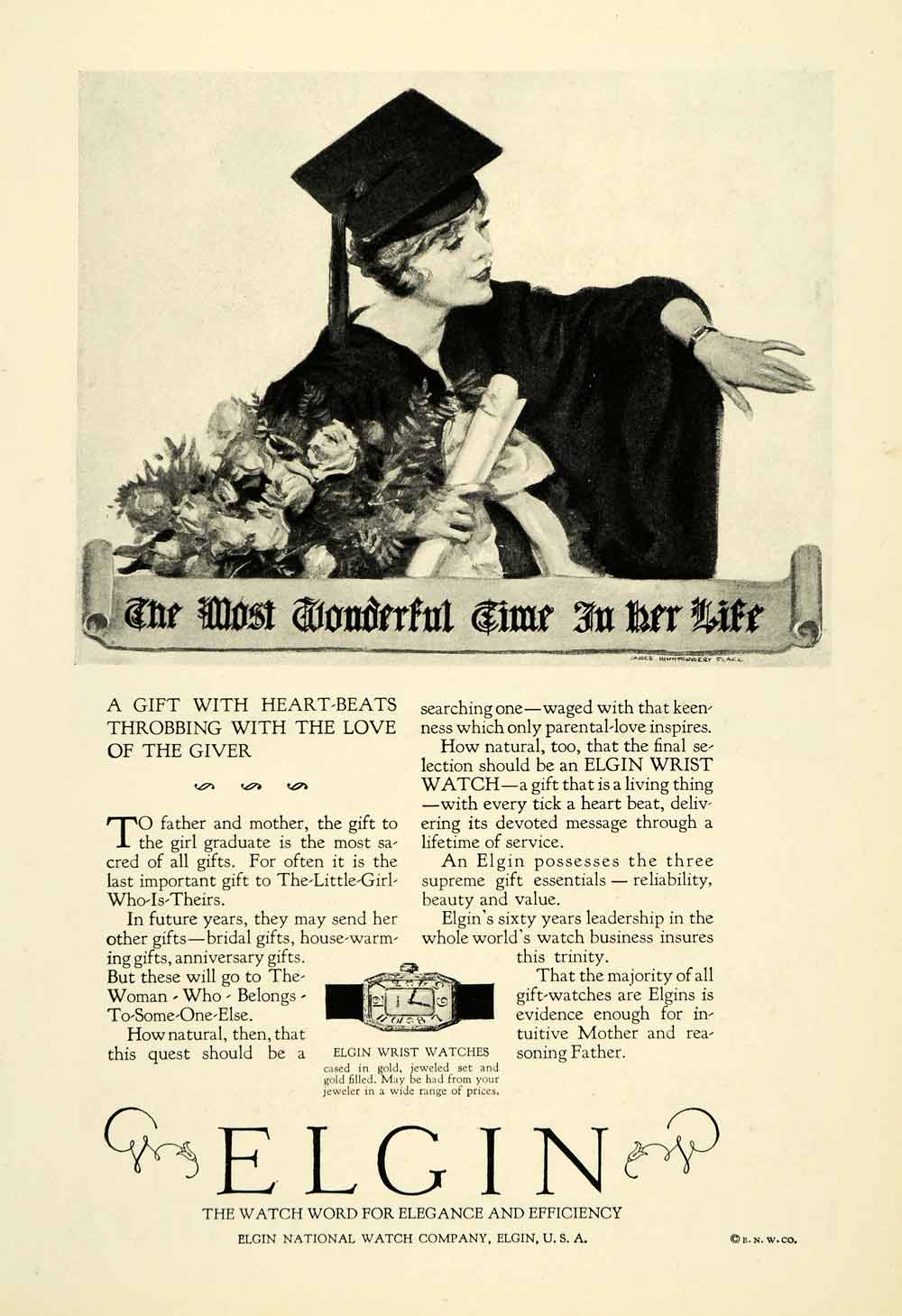 1925 Ad Elgin National Watch USA Wrist Graduation Woman James Montgomery NGM2