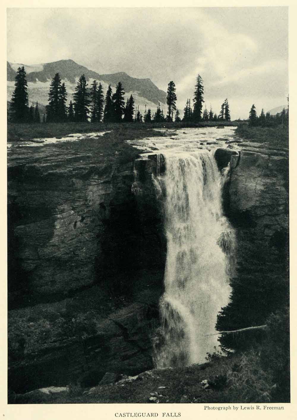 1925 Print Castleguard Falls Valley Alexandra River Canada Landscape NGM2