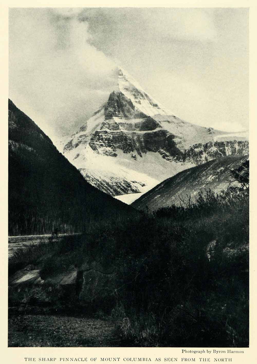 1925 Print Peak Pinnacle Mountain Columbia Canada Landscape Snow Cap NGM2