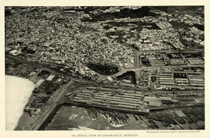 1925 Print Aerial Birds Eye View Cityscape Casablanca Morocco Africa NGM2