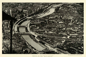 1925 Print Aerial Birds Eye View Vienna Danube River Austria Cityscape NGM2
