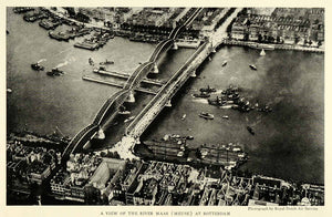1925 Print Aerial Birds Eye View Mass Meuse River Rotterdam Holland NGM2