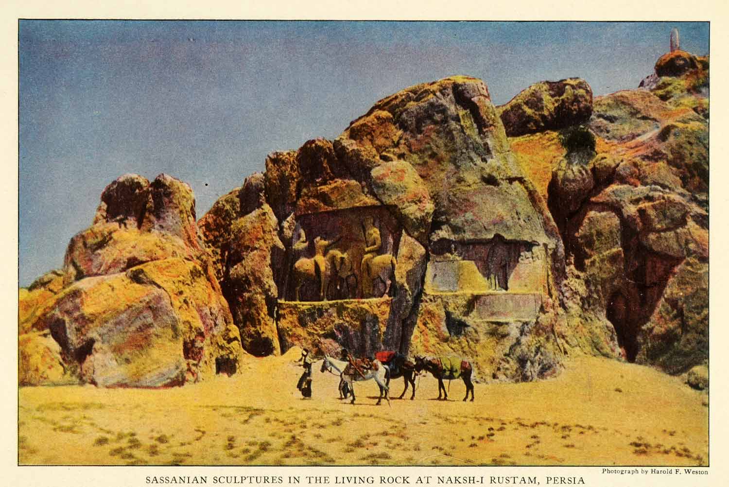 1921 Print Sassanian Sculpture Living Rock Naksh-I Rustam Persia Landscape NGM2
