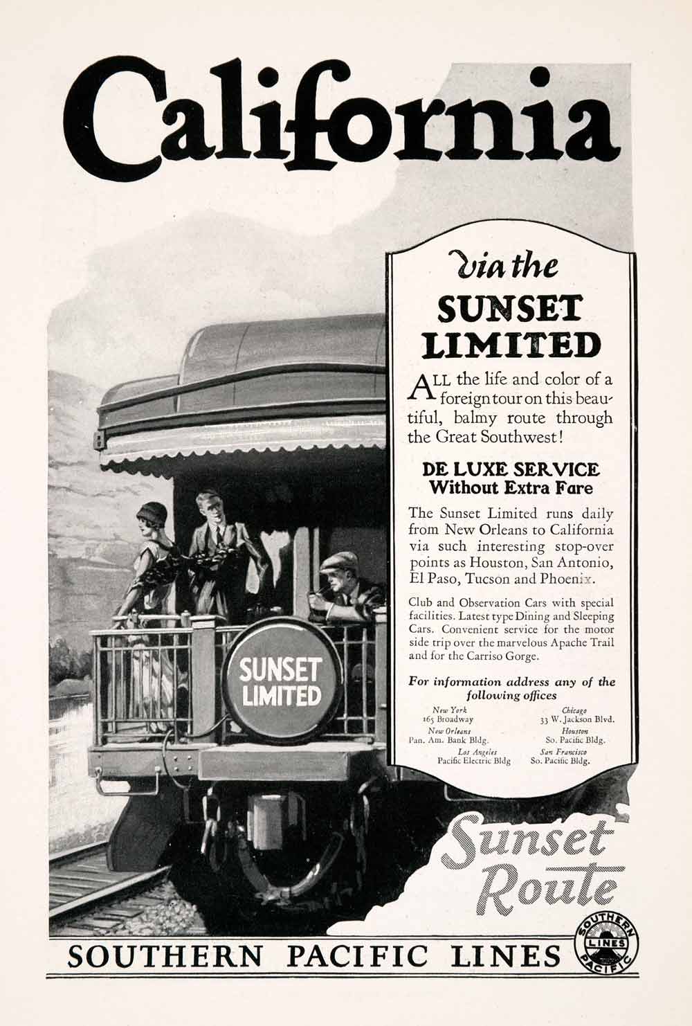 1927 Ad California Southern Pacific Lines Train Locomotive Carriso Gorge NGM3