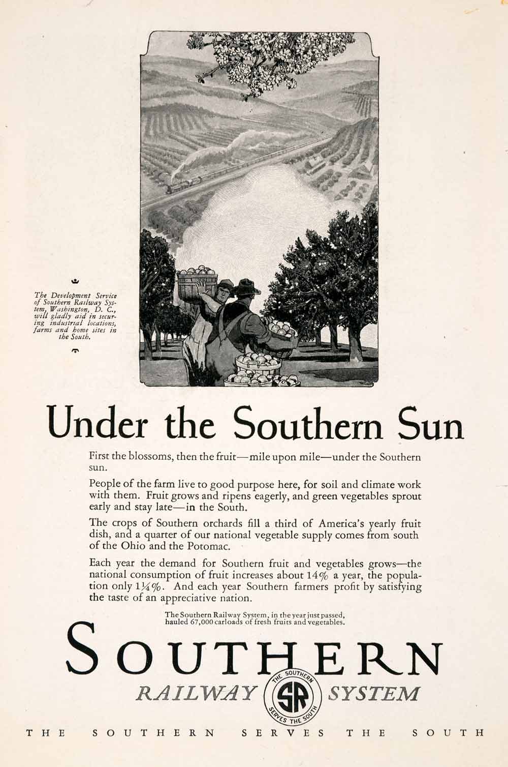 1927 Ad Southern Railway System Agriculture Farming Train Vegetables Apples NGM3