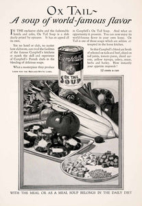 1927 Ad Ox Tail Soup Campbell's Dinner Condensed Vegetables Celery Tomato NGM3