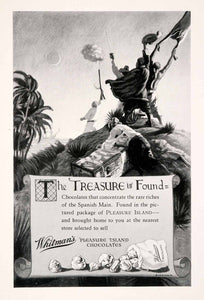 1927 Ad Treasure Whitman's Pleasure Island Chocolate Cocoa Spanish Gun NGM3