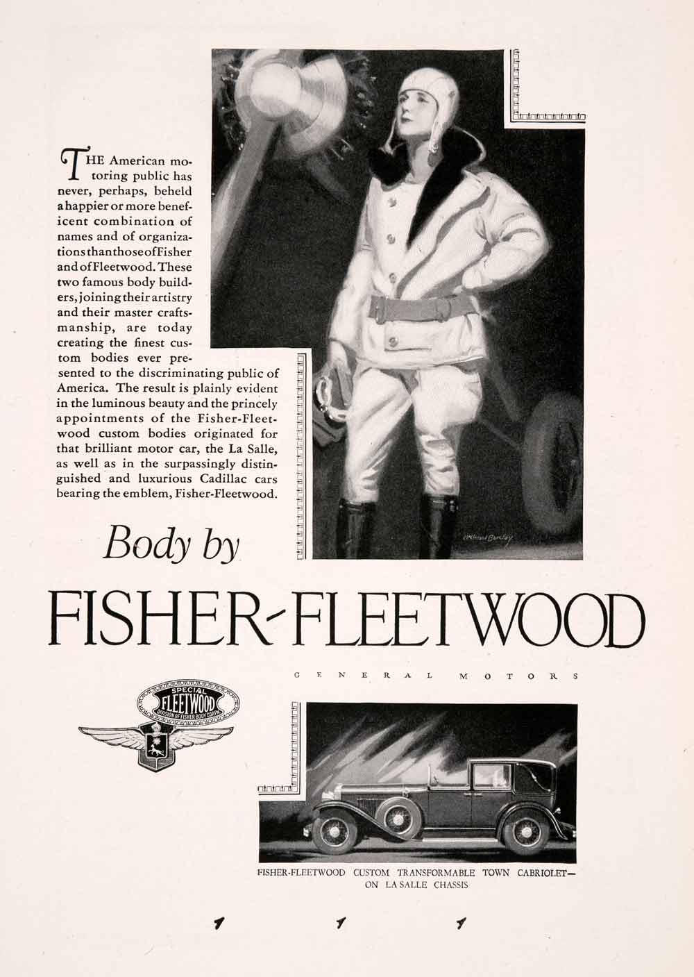 1928 Ad Fisher Fleetwood Transport La Salle Chassis Car McClelland Barclay NGM3