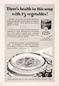 1928 Ad Campbell's Vegetable Soup Dinner Meal Red White Label Diet NGM3