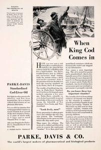 1929 Ad Parke Davis King Cod Liver Oil Vitamin Pharmaceutical Medical NGM3