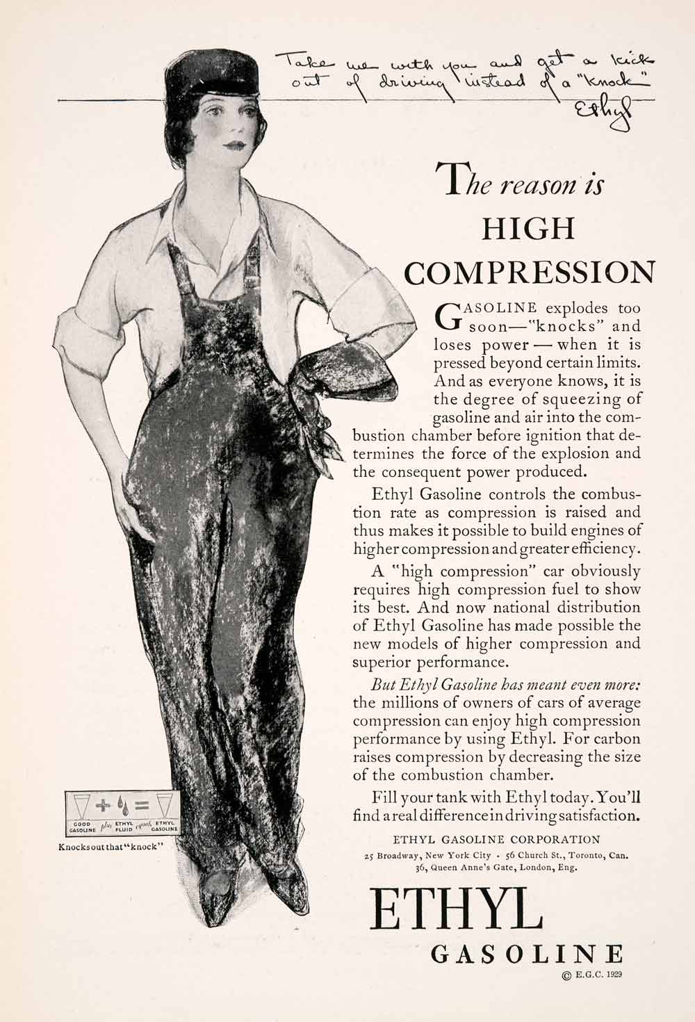 1929 Ad Ethyl Gasoline Car Petroleum Woman Female Mechanic Automobile NGM3