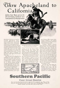 1929 Ad Southern Pacific Railway Golden State Route Native American Train NGM3