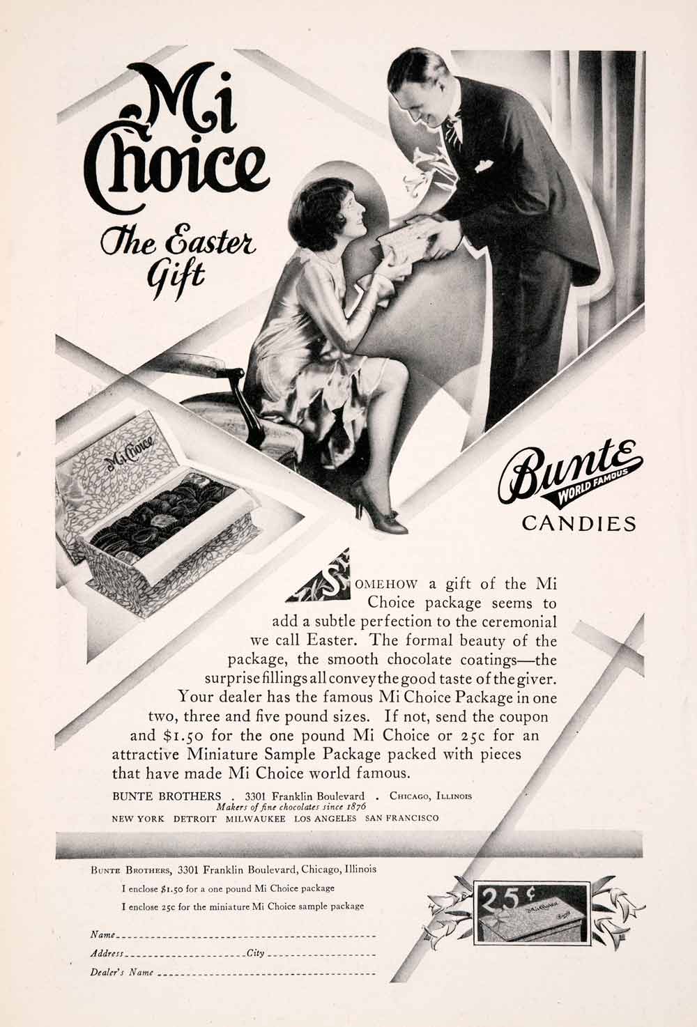1929 Ad Mi Choice Bunte Candies Lovers Easter Gift Chocolates Confections NGM3