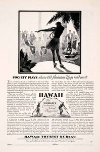 1929 Ad Hawaii Tourist Bureau Hula Dancer Matson Cruise Tropical Vacation NGM3