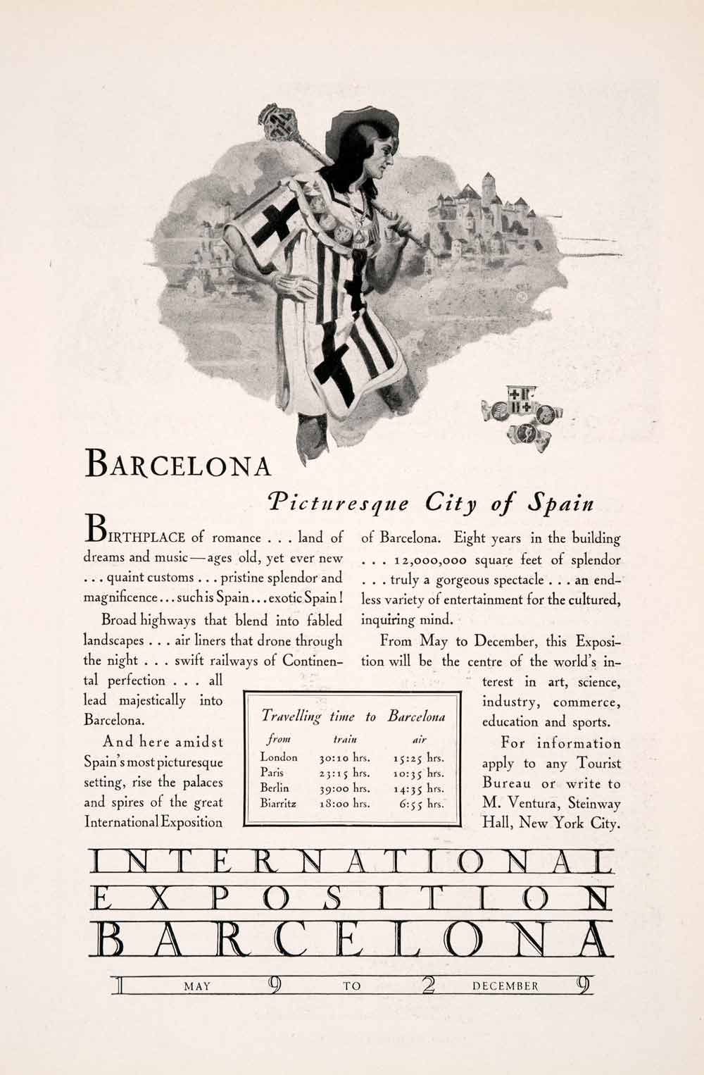 1929 Ad International Exposition Barcelona Spain European Vacation Tourism NGM3