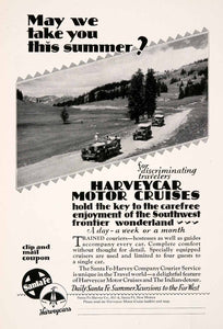 1929 Ad Antique Harveycar Convertible Motor Cruises Santa Fe Railway NGM3