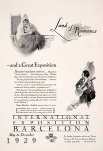 1929 Ad International Exposition Barcelona Spain Romantic European Vacation NGM3