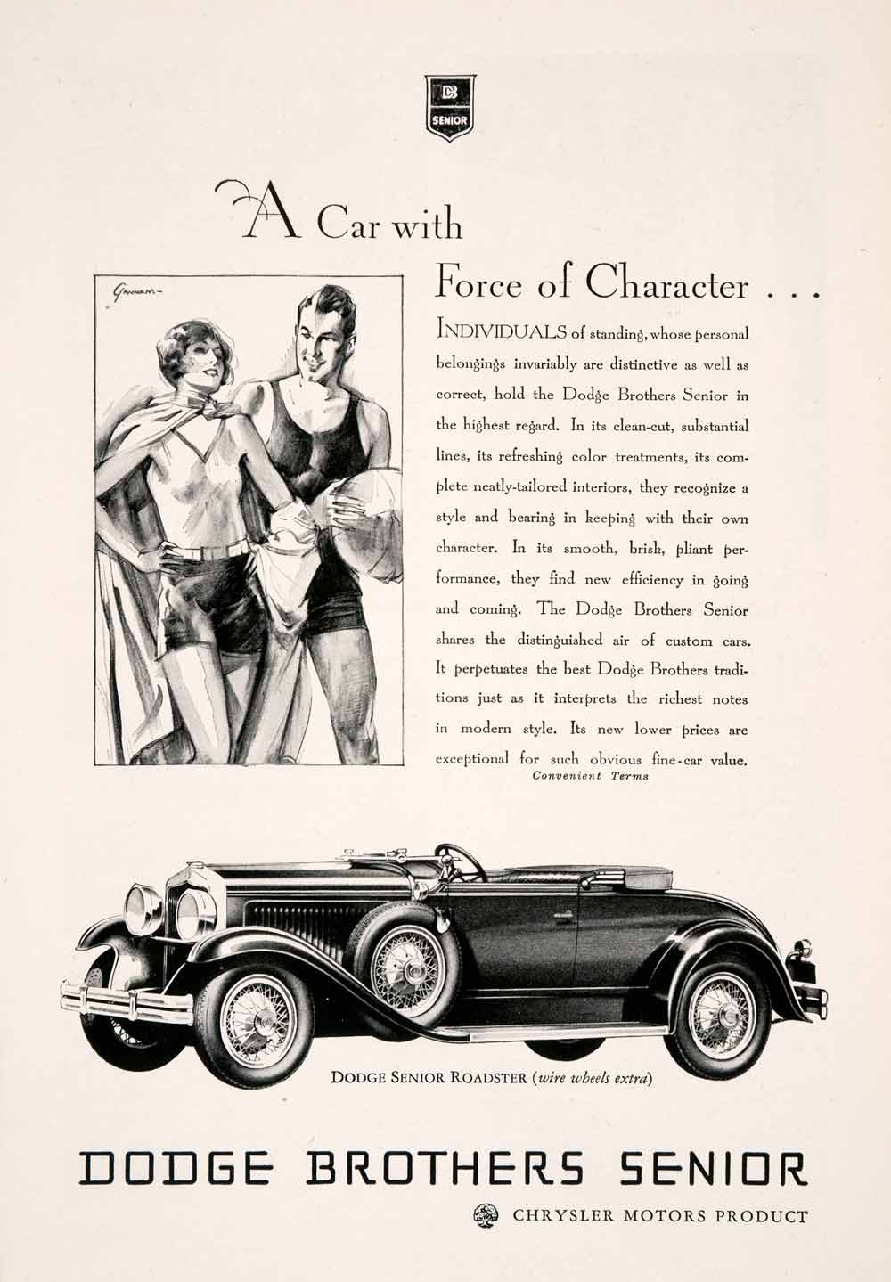 1929 Ad Antique Dodge Brothers Senior Roadster Convertible Basketball NGM3