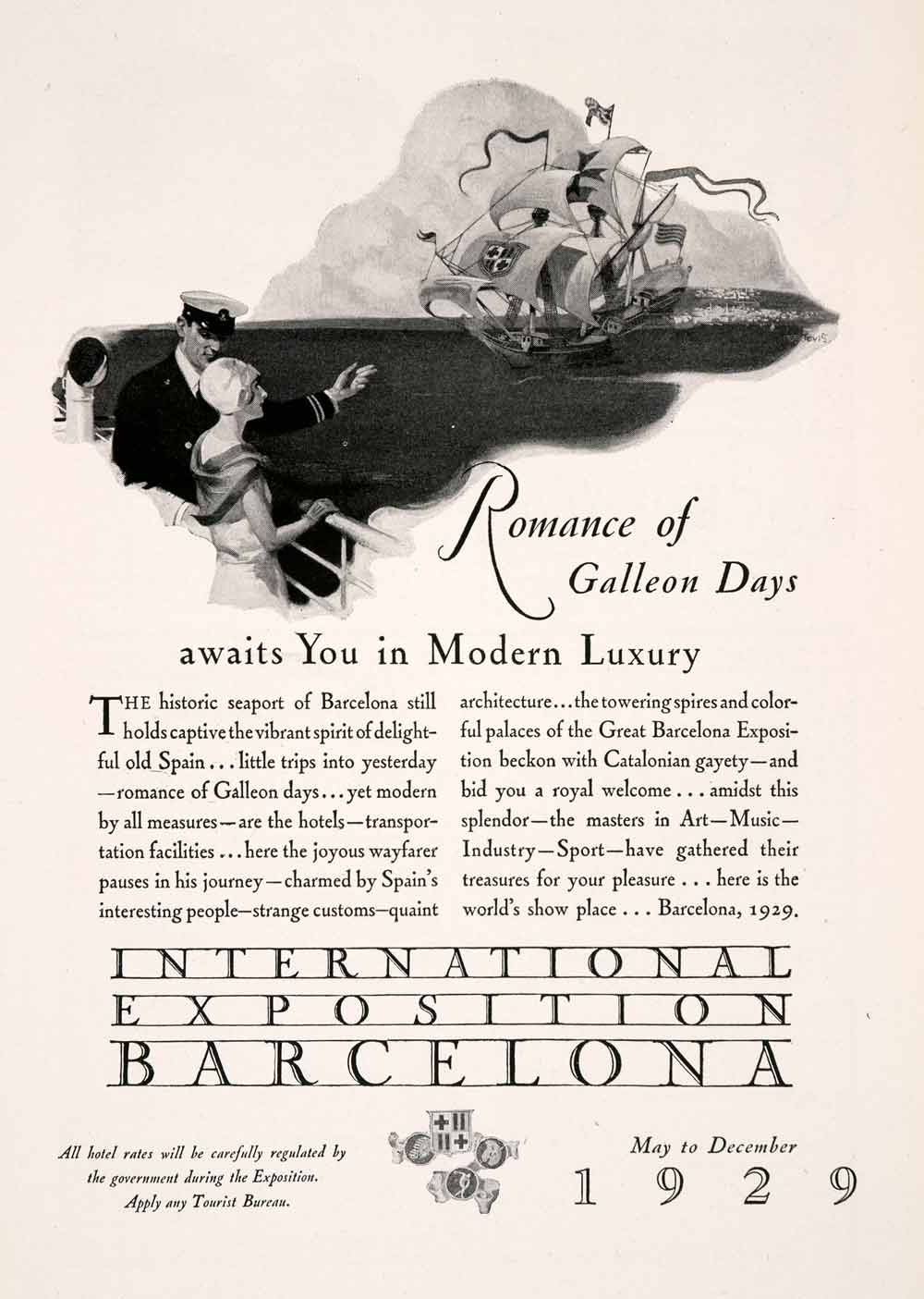 1929 Ad International Exposition Barcelona Caledonia Spain Romance Festival NGM3