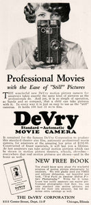1926 Ad Antique DeVry Automatic Movie Camera Camcorder Center Street NGM3