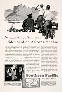 1929 Ad Southern Pacific Railway Train Arizona Ranchos Western Jane Bob NGM4 - Period Paper
