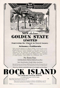 1929 Ad Rock Island Railway Golden State Train Travel Tourism Arizona NGM4