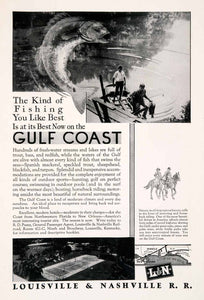 1930 Ad Gulf Coast Fishing Louisville Nashville Railway Train Travel R. D NGM4