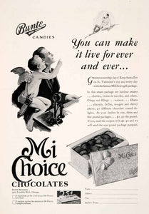 1930 Ad Bunte Mi Choice Chocolates Candy Valentines Cupid Antique Telephone NGM4