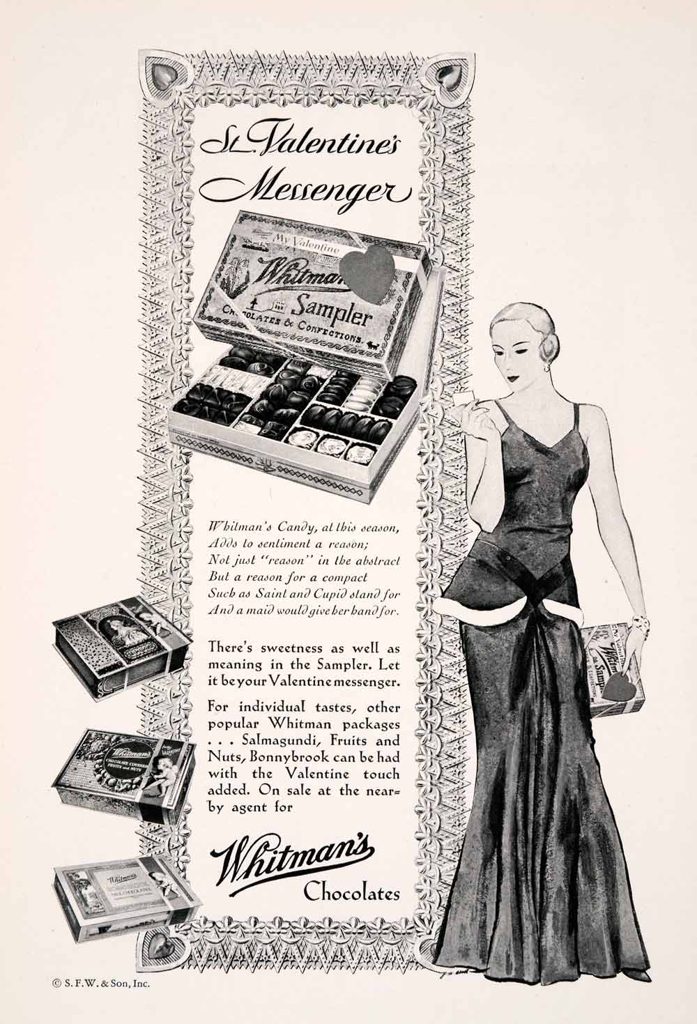 1931 Ad Whitmans Sampler Chocolates Valentines Candy Sweets Dessert NGM4