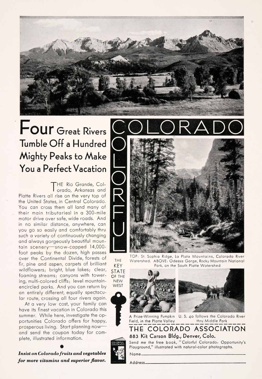 1931 Ad Colorado Vacation Tourism St. Sophia La Plata Mountains National NGM4