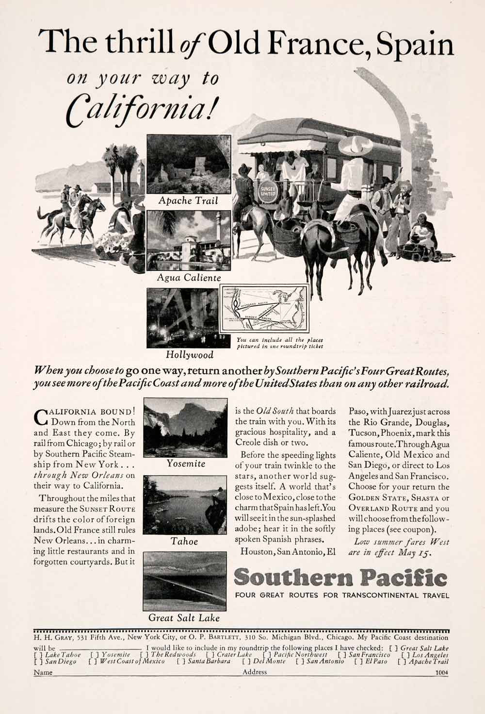 1931 Ad Southern Pacific Railway Train Travel Tourism California Sunset NGM4 - Period Paper
