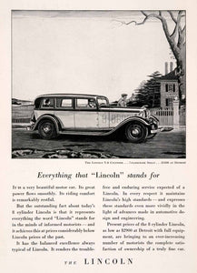 1932 Ad Antique Enclosed Lincoln V8 7 Passenger Sedan American Automobile NGM4