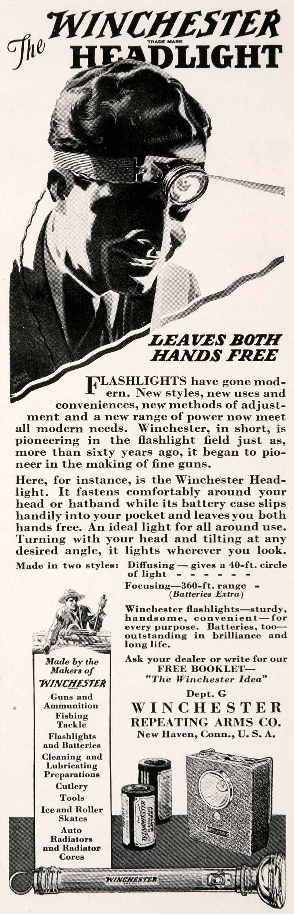 1929 Ad Winchester Repeating Arms Guns Headlight Miners Headlamp Flashlight NGM4