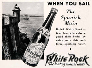 1931 Ad White Rock Mineral Water Glass Bottle Spanish Mail Sailboat Ship NGM4