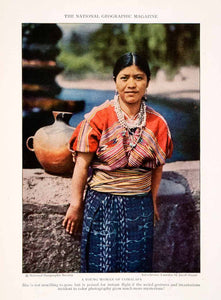 1926 Color Print Comalapa Guatemala Native Woman Cultural Historic Dress NGM4