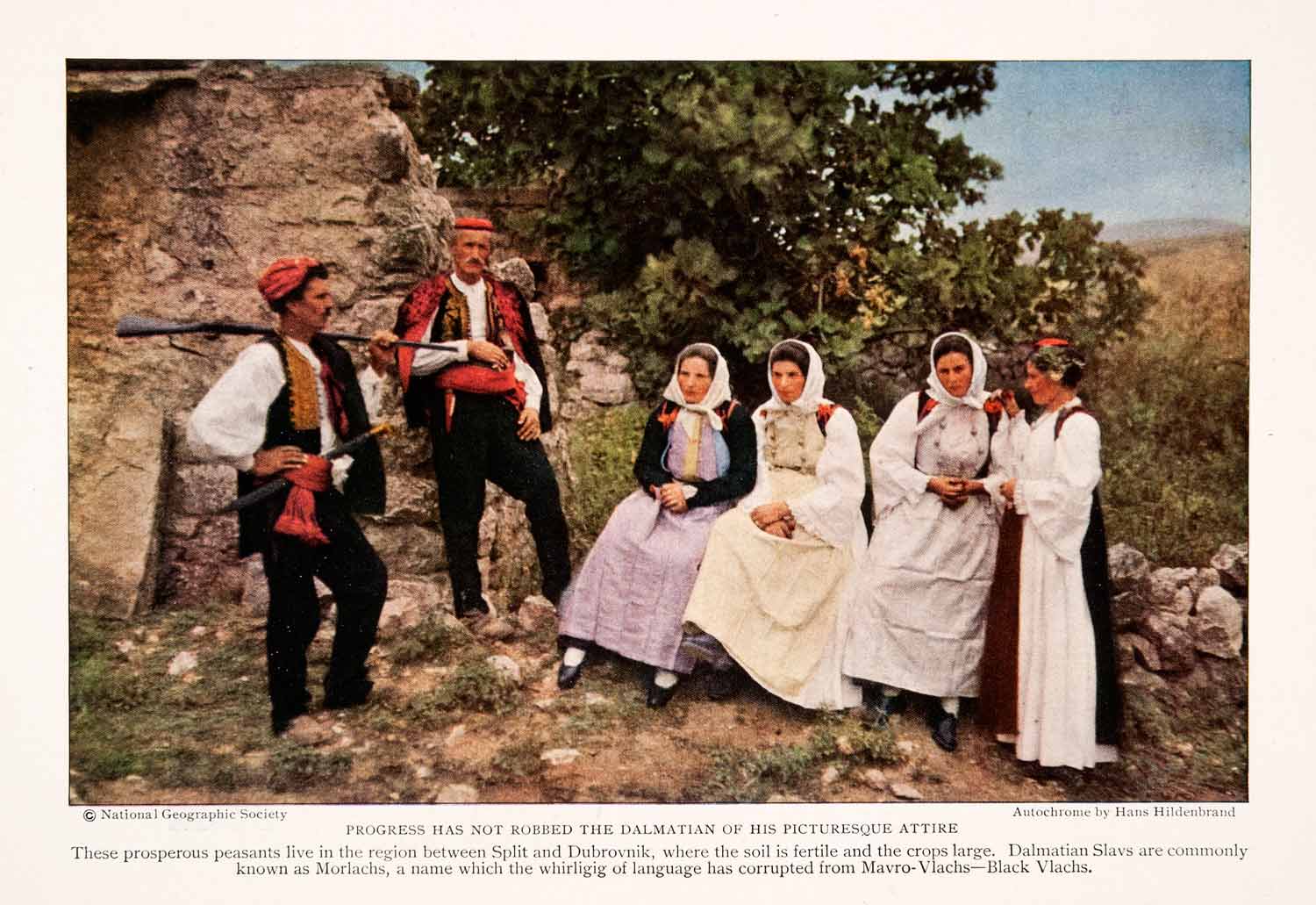 1928 Color Print Morlachs Dalmatian Slav Split Dubrovnik Peasant Culture NGM4