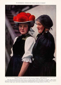 1928 Color Print Black Forest Gutach Germany Women Cultural Hat Fashion NGM4