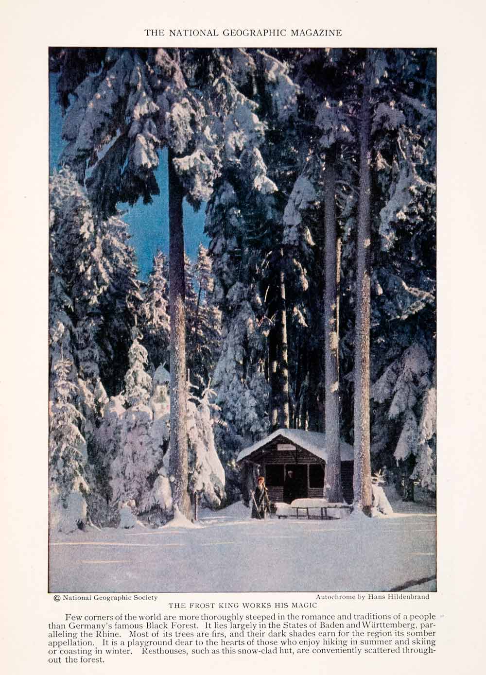 1928 Color Print Black Forest Baden Wurttemberg Germany Renthouse Winter NGM4