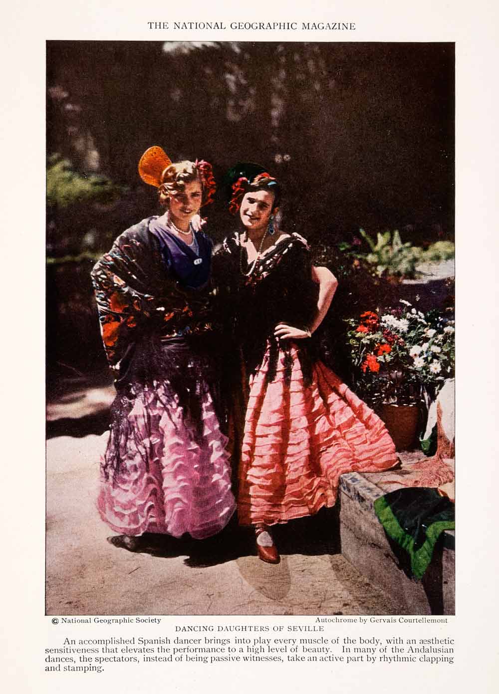1929 Color Print Andalusia Seville Spain Spanish Dancers Women Cultural NGM4