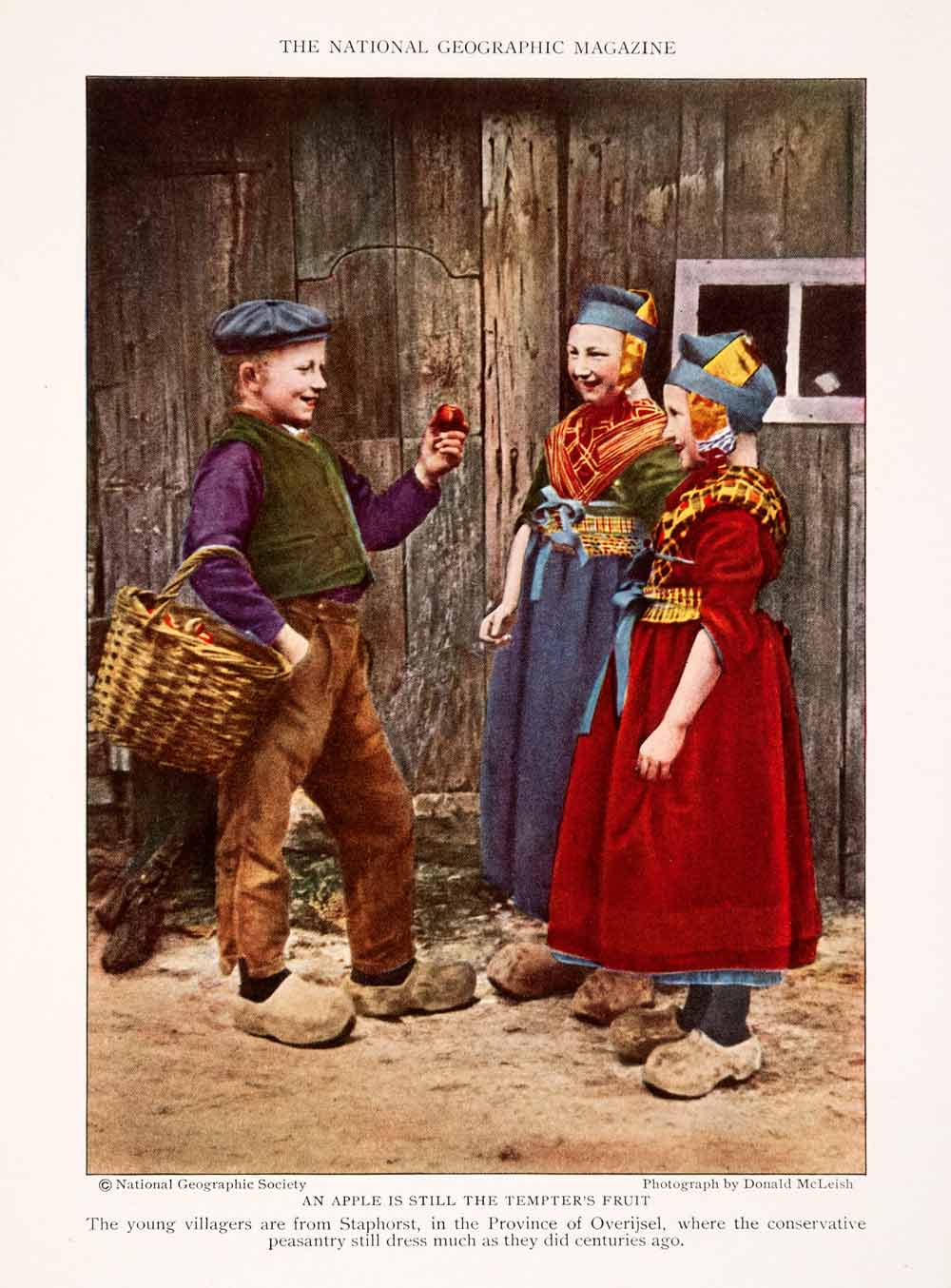 1929 Color Print Staphorst Overijsel Holland Peasant Children Cultural NGM4