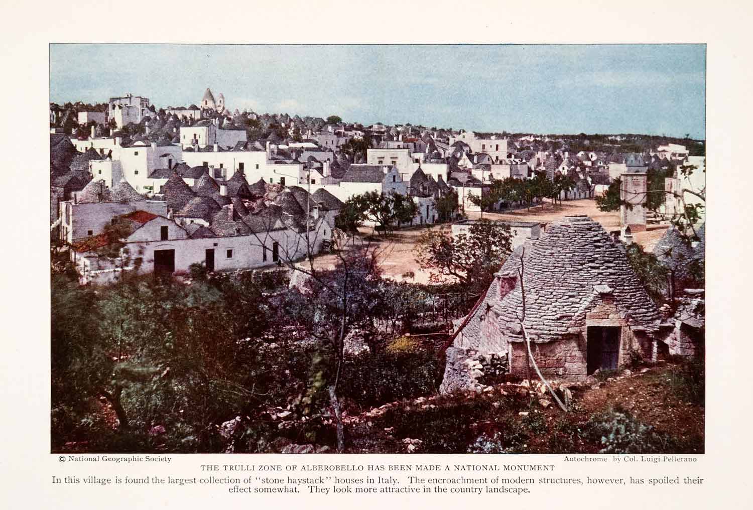 1930 Color Print Trulli Alberobello Italy National Monument Cityscape NGM4