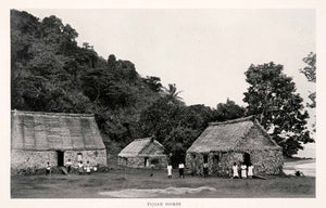 1928 Halftone Print Fiji Huts Island Archipelago Islanders Native Historic NGM4