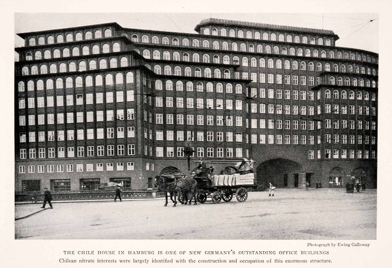 1928 Halftone Print Hamburg Germany Chile Office Building Galloway NGM4