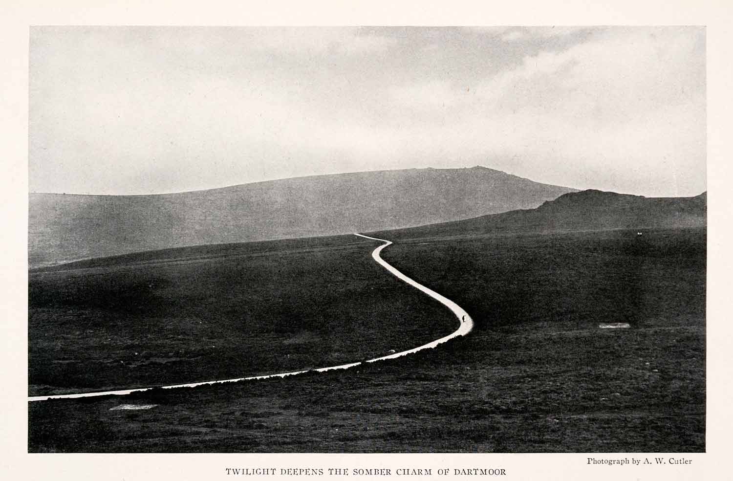 1929 Halftone Print Dartmoor Devon England Winding Road Landscape A. W NGM4