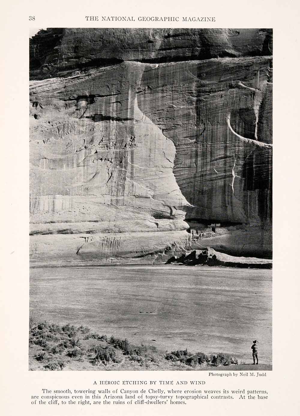 1929 Halftone Print Canyon Chelly Arizona Cliff Dwellers Rock Formations NGM4