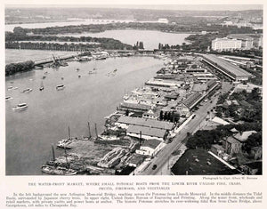 1931 Halftone Print Washington DC Cityscape Potomac River Boats Historic NGM4