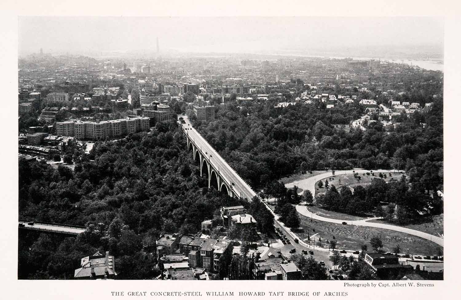 1931 Halftone Print William Taft Bridge Washington D.C. Cityscape Rock NGM4