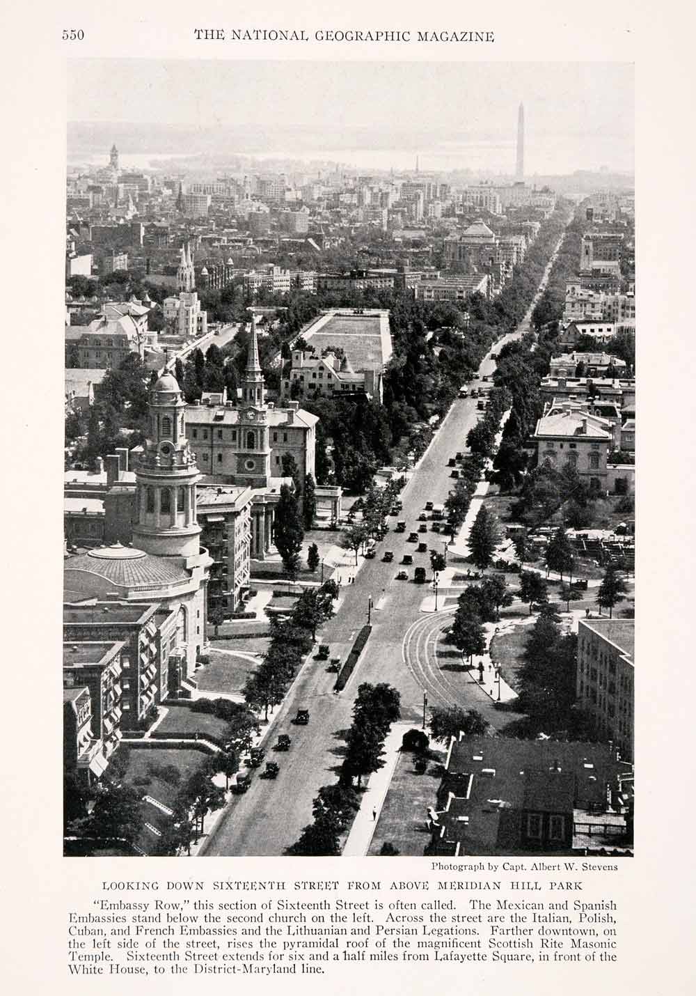 1931 Halftone Print Washington D. C. 16th Street Foreign Embassies NGM4